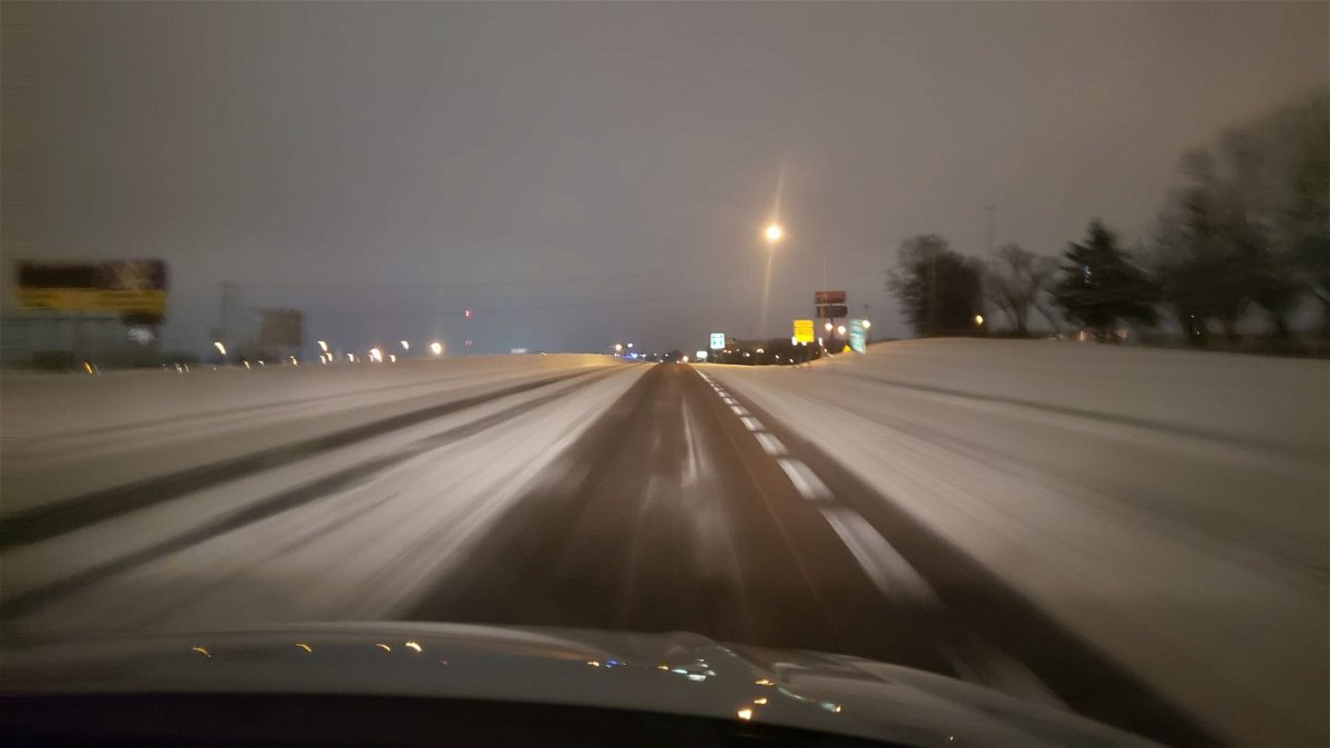 Eastbound Interstate 70 in Boone County is snow-covered on Monday, Dec. 16, 2019.