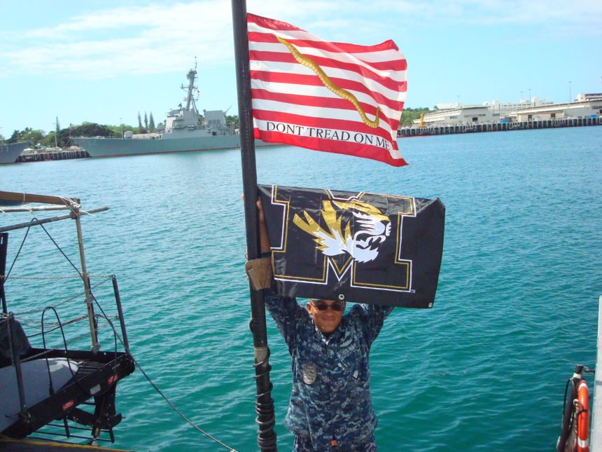 USS Columbia flag w MU flag