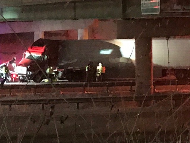 Crews worked a semi crash on I-70 Monday night.