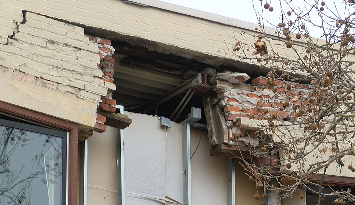 A section of the crumbling building on 200 E. High St. in Jefferson City