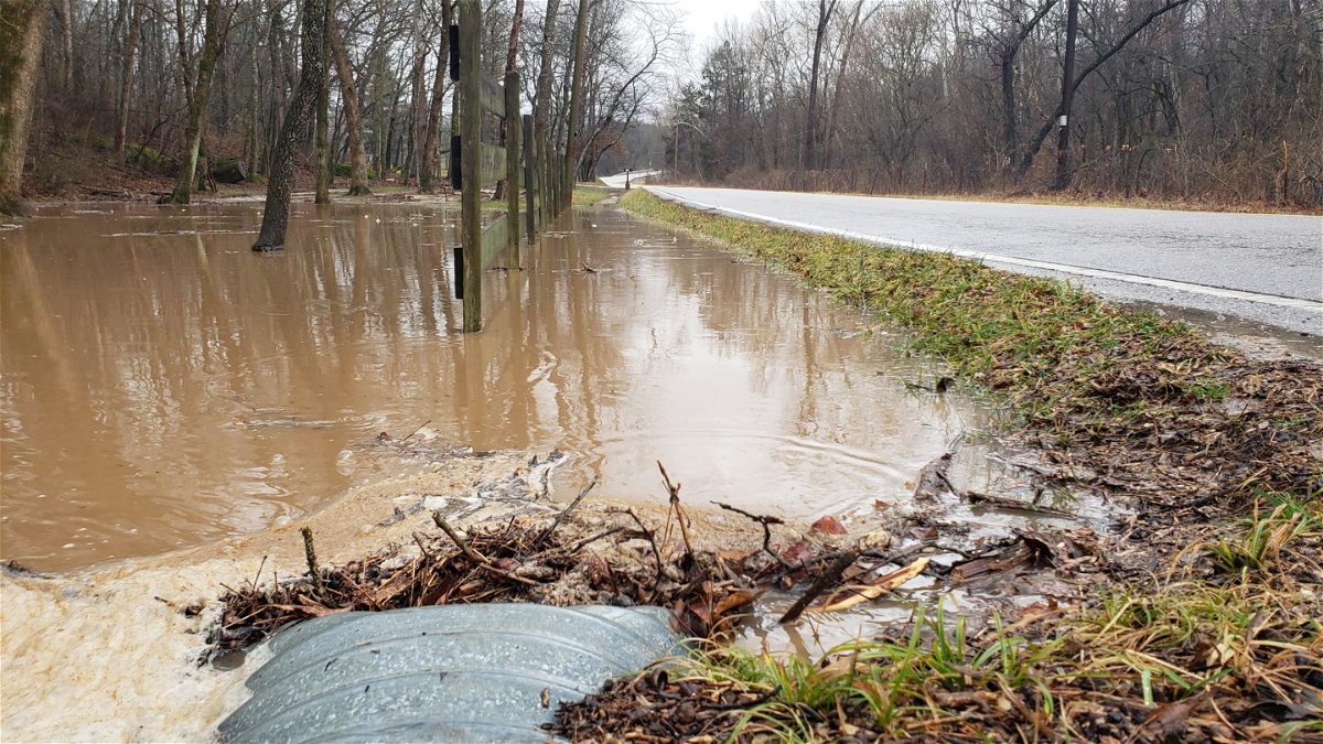 Flooding on the Moreau River in Cole County creeps up on Tanner Bridge Road, Jan 10, 2020.