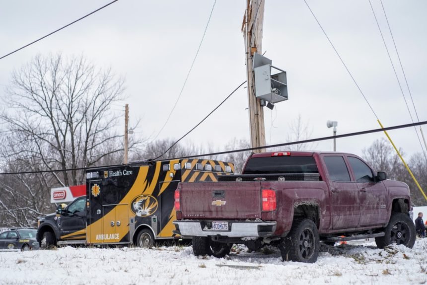 Boone County Electric Cooperative truck crash power pole power outage