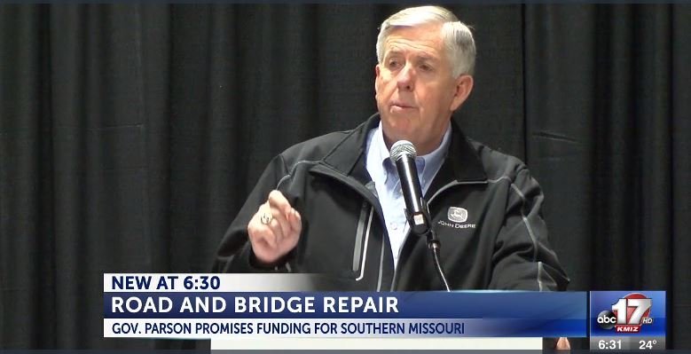 Gov. Parson spoke to commissioners about infrastructure Friday morning.