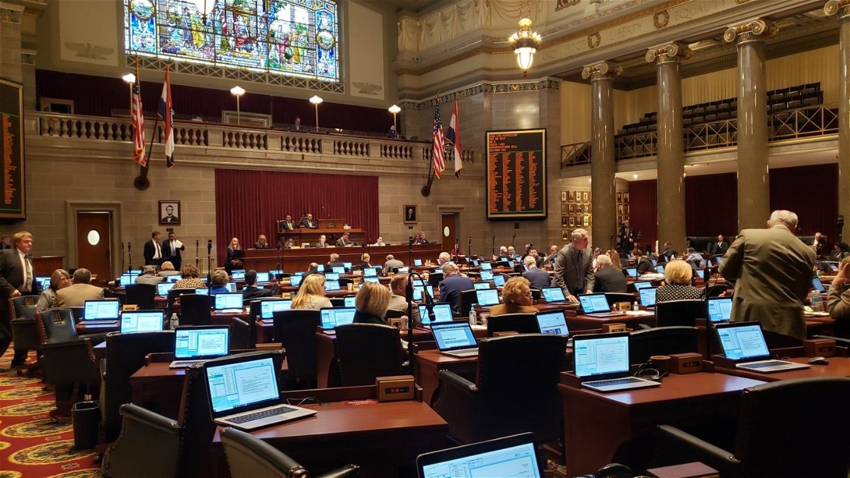 Missouri representatives meet in the House chamber to discuss the threat of the coronavirus and how to fund relief efforts on March 18, 2020.