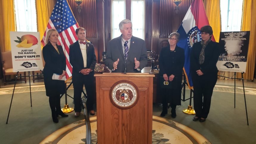 Mike Parson vaping press conference