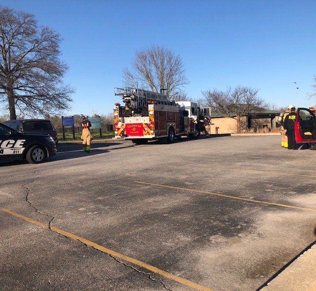 Firefighters respond to a bathroom fire at Stephens Lake Park.