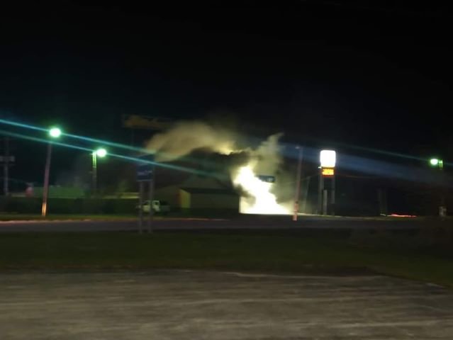 Mid-Missouri fire crews say a gas station just off Interstate 70 is fully involved in a fire Friday.
