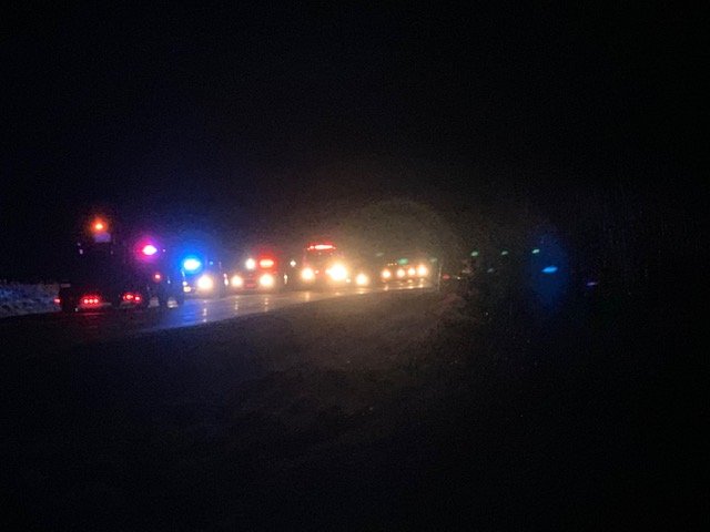 Emergency workers respond to a helicopter crash on Route B near Highway 63 in Randolph County.