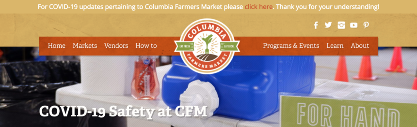 Farmers market COVID-19 homepage