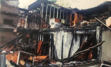 Burned out home on Alamos Place