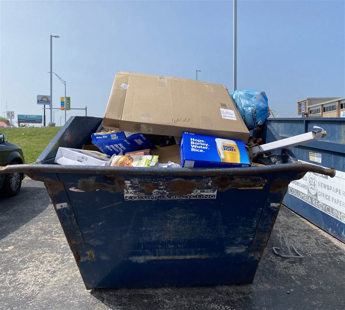 A full paper and cardboard recycling bin seen Thursday, Sept. 17, 2020, at Moser's on Business Loop 70 in Columbia.