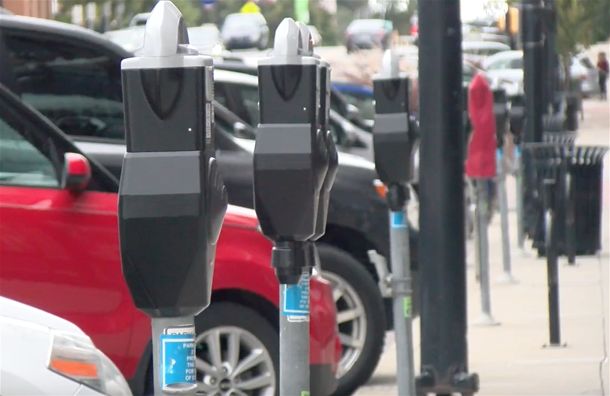 Parking meters in downtown Columbia.