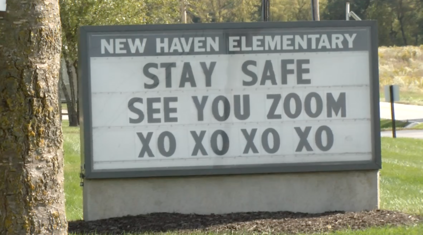 New Haven Elementary School zoom sign