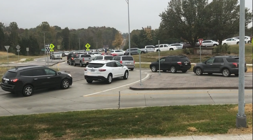Traffic build-up near Mill Creek Elementary School