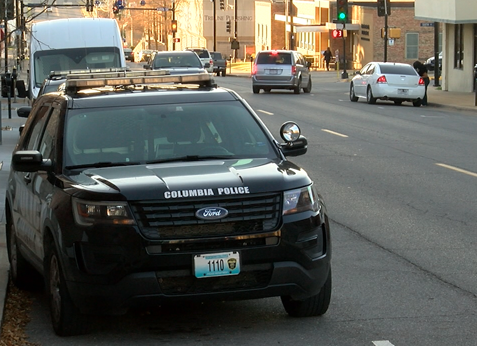 A CPD patrol car sits outside of the police station