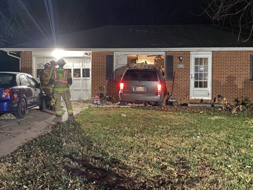No injuries were reported after a car crashed into a house on Southridge Drive on Saturday.
