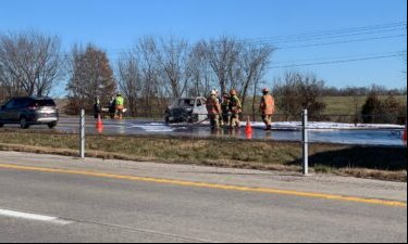 Authorities respond to a vehicle fire on South Highway 63 in Columbia
