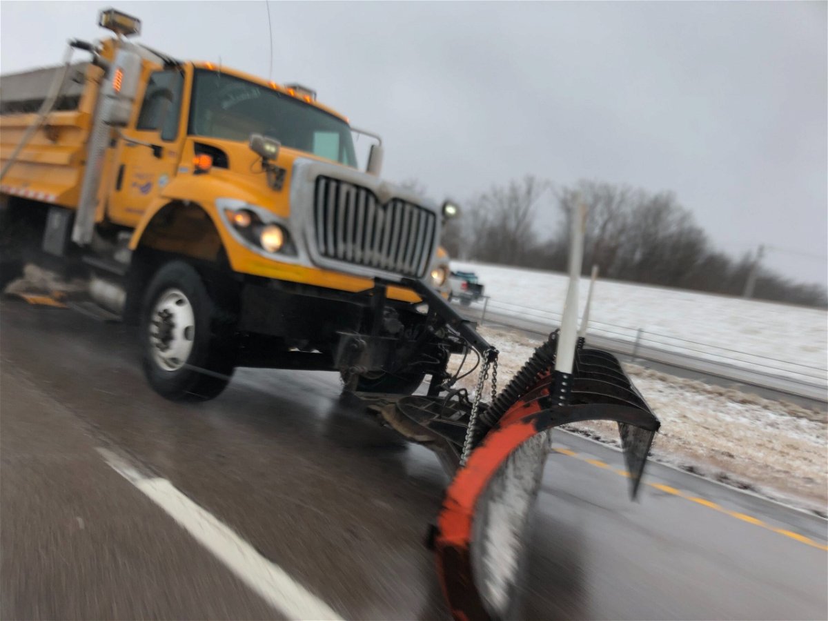 A plow driver clears off roadways in Mid-Missouri on Friday afternoon, Jan. 15, 2021.