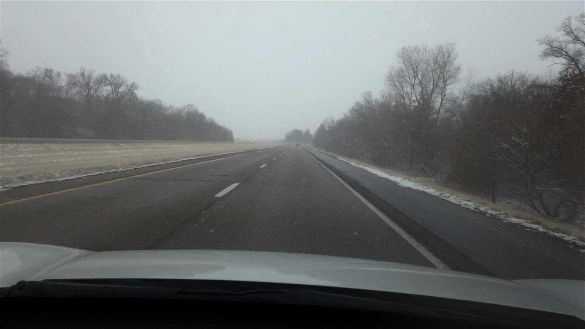 Highway 54 near Mexico was wet as snow fell Friday, Jan. 15, 2020.