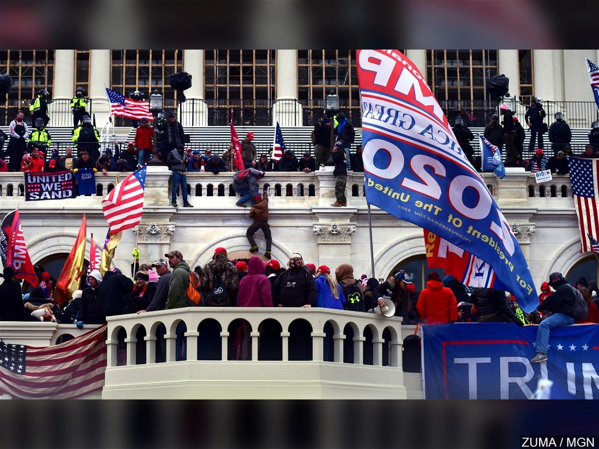 Pro-Trump rioters outside the U.S. Capitol on Wednesday, Jan. 6, 2021. 