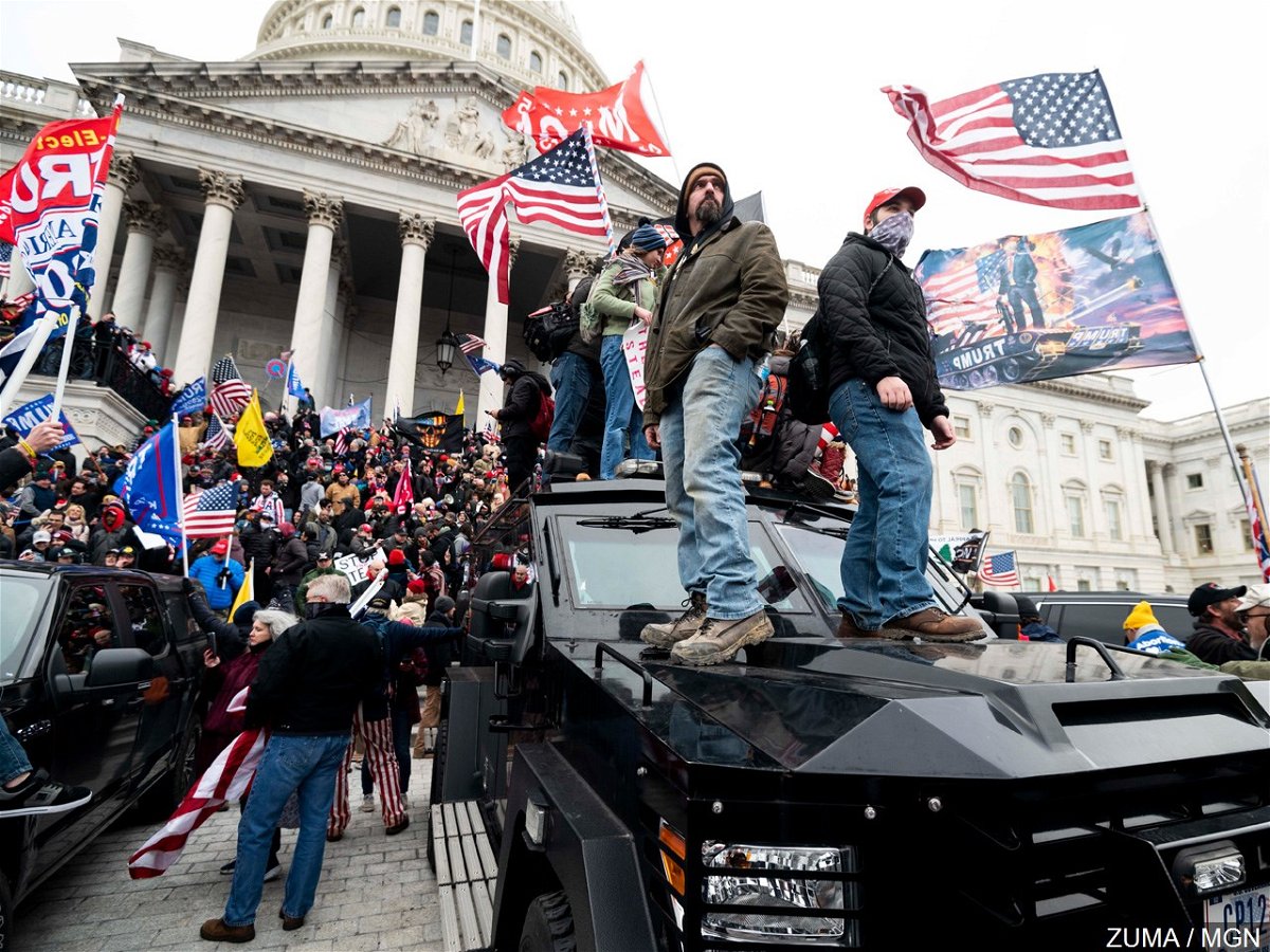 Pro-Trump rioters outside the U.S. Capitol on Wednesday, Jan. 6, 2021. 