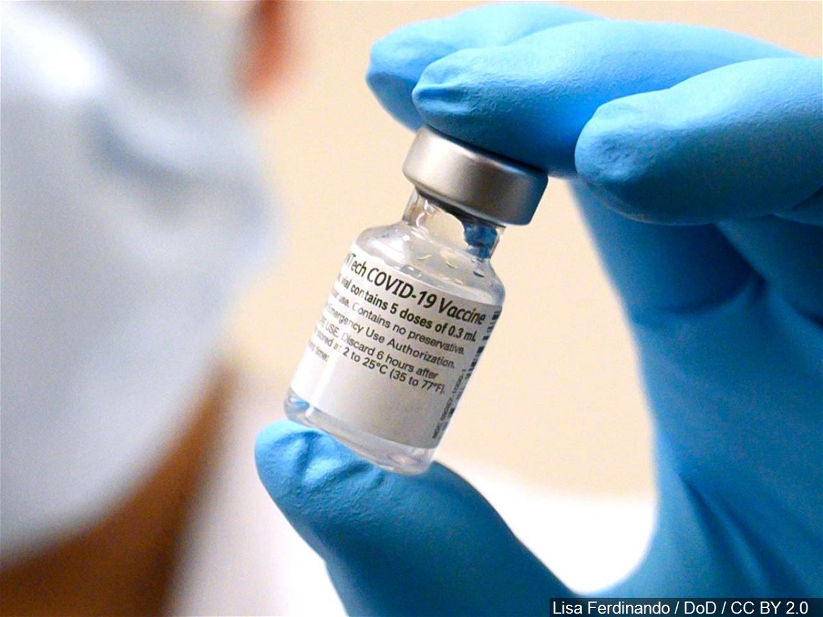 A vial of the Pfizer/BioNTech coronavirus vaccine.