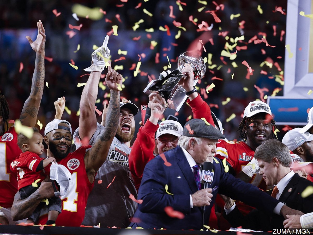 The Kansas City Chiefs celebrate their Super Bowl LIV win.