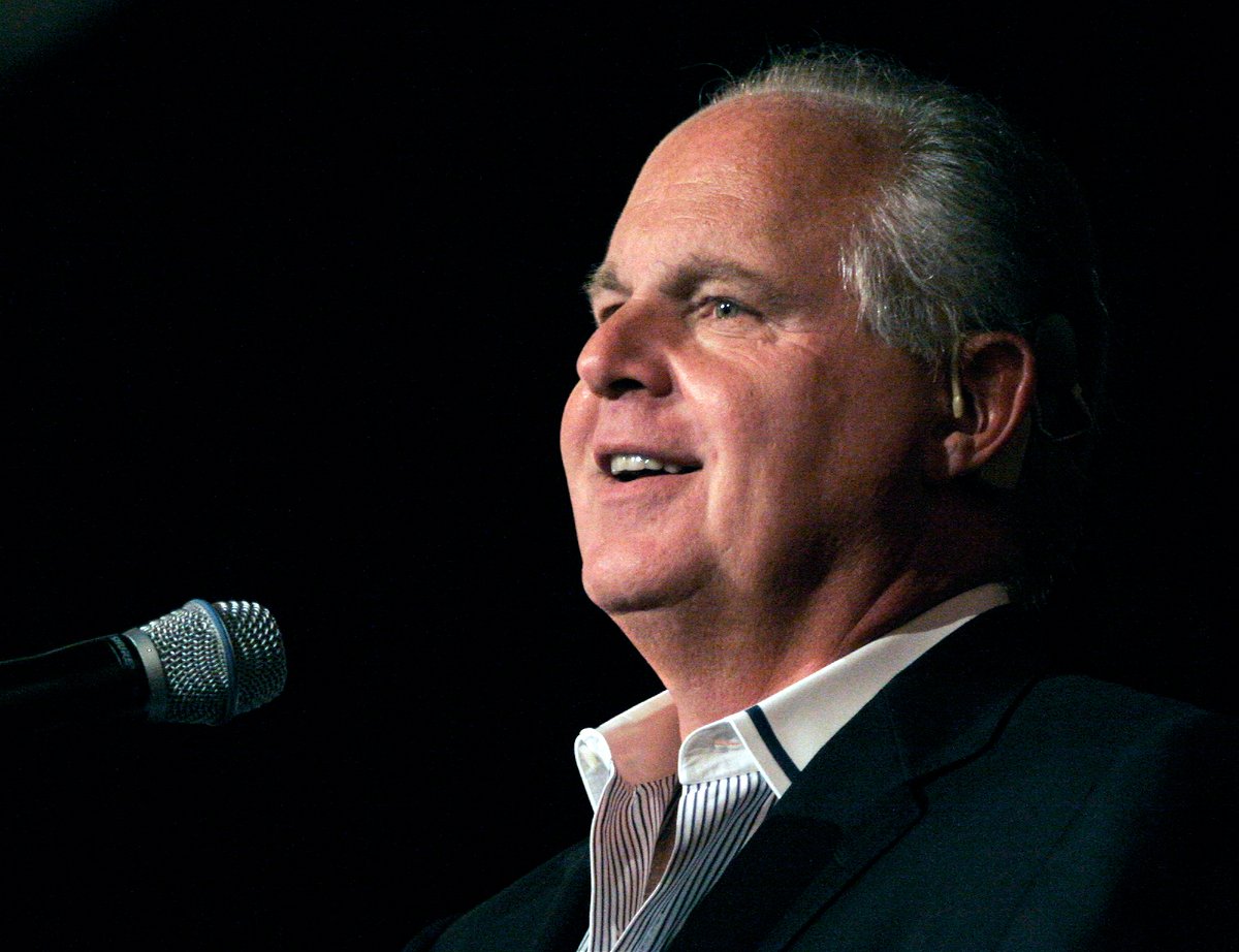 Radio talk show host and conservative commentator Rush Limbaugh speaks at 