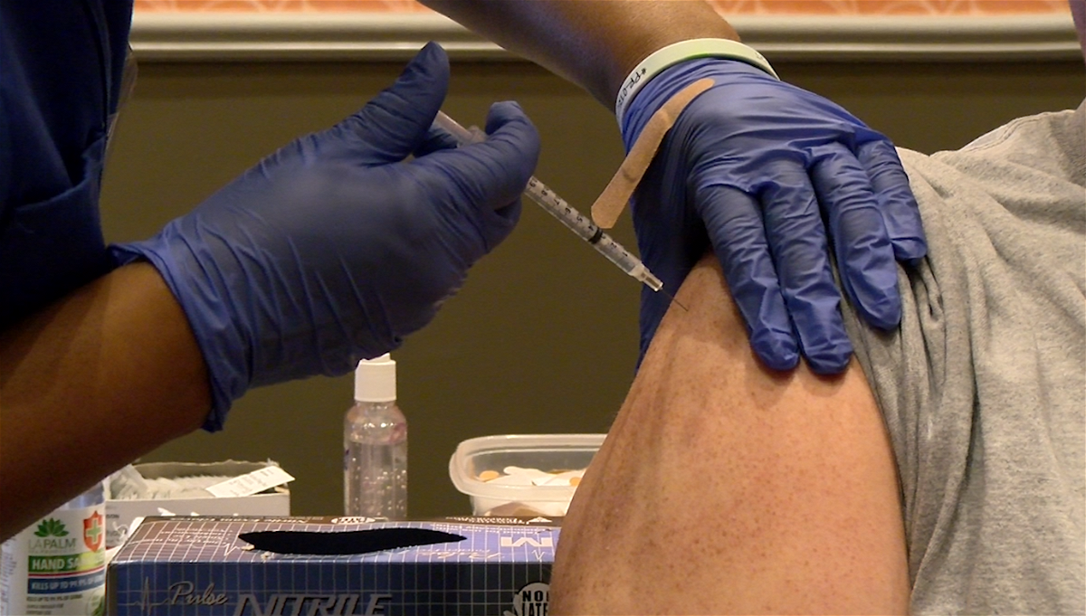 Missourian getting coronavirus vaccine in Boonville.