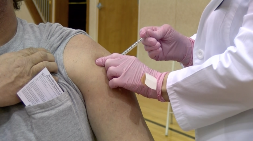 Missourian getting vaccinated in Moniteau County on Tuesday