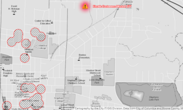 Columbia's outage map shows 877 customers without power at 2 a.m. Wednesday.
