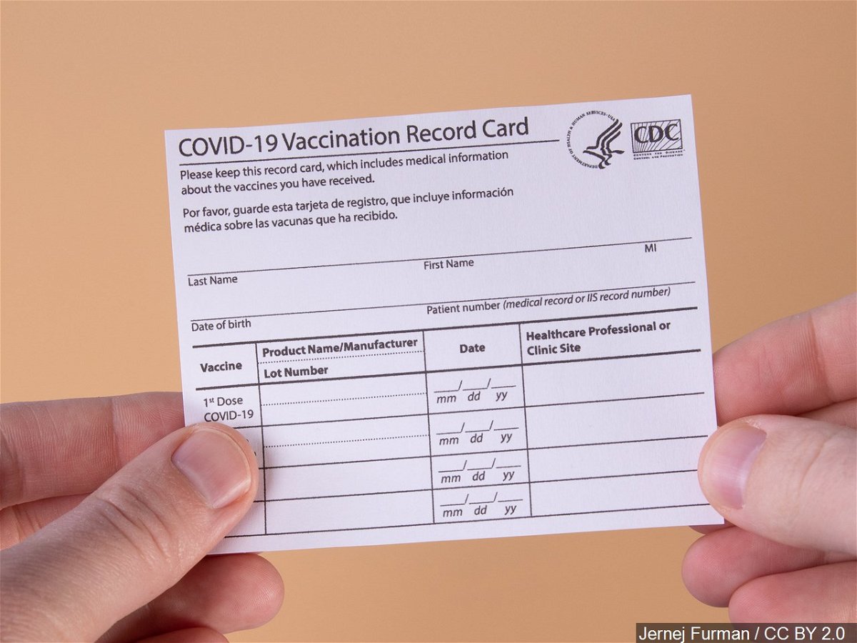 A coronavirus vaccination card