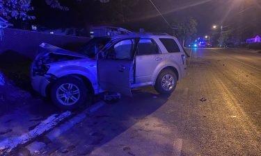 A power pole in Columbia was knocked down in a Monday morning DWI crash.