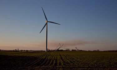 The nation's infrastructure is sorely in need of repair. Pictured is a wind turbine standing in an agricultural field outside Iowa Falls