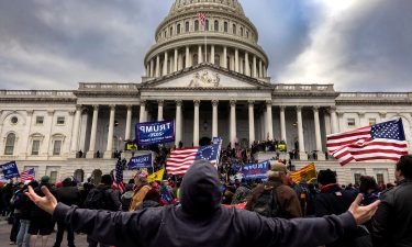 Pro-Trump protesters gather in front of the Capitol Building on January 6