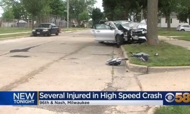 Several people are hurt after police say a vehicle traveling approximately 55 mph struck a tree near North 96th and Nash Streets in Milwaukee.