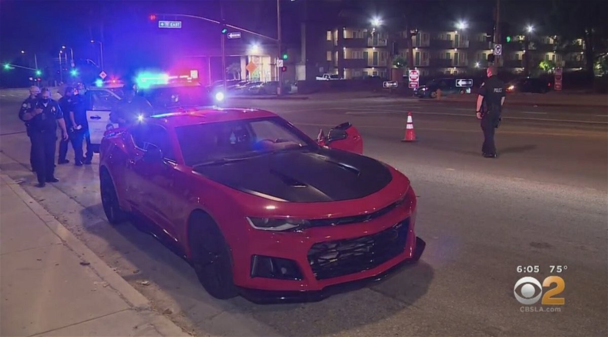 <i>KCAL/KCBS</i><br/>The Los Angeles Police Department's Valley Traffic Division set up a sting with California Highway Patrol Sunday to stop street racers in their tracks.