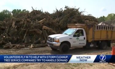 A group of volunteers with Team Rubicon arrived in Omaha Sunday to help out the City of Omaha with tree debris removal from last weekend's storm.