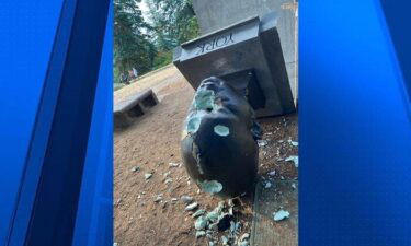 Portland Parks & Recreation say the York bust located at the top of Mt. Tabor Park was toppled overnight.