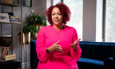 Nikole Hannah-Jones announced she will not teach at the University of North Carolina at Chapel Hill following a fight over tenure. She is pictured here being interviewed at her home in Brooklyn.