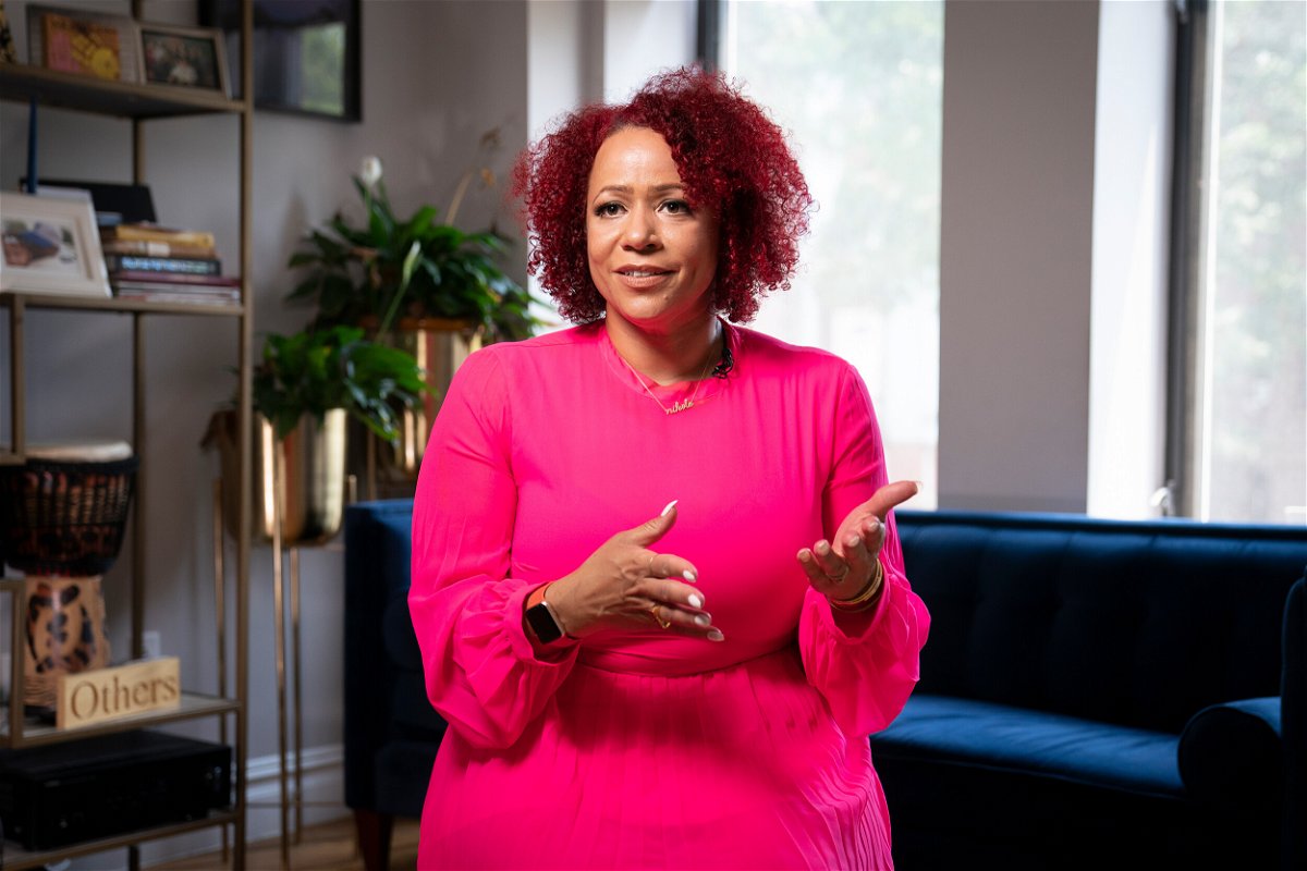 <i>John Minchillo/AP</i><br/>Nikole Hannah-Jones announced she will not teach at the University of North Carolina at Chapel Hill following a fight over tenure. She is pictured here being interviewed at her home in Brooklyn.