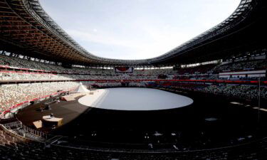 A general view prior to the Opening Ceremony of the Tokyo 2020 Olympic Games at Olympic Stadium.