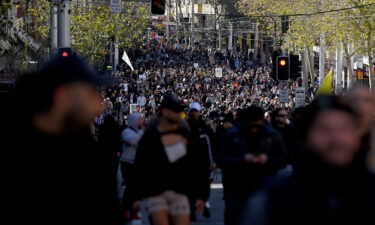 Anti-lockdown protesters demonstrate in Sydney on July 24.