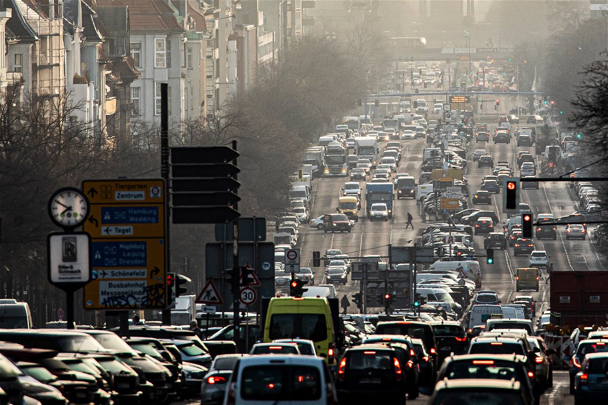 <i>Florian Gaertner/Photothek/Getty Images</i><br/>The morning rush hour on the street Bismarckstrasse is pictured during morning light on February 25 in Berlin