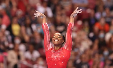 Simone Biles competes in the floor exercise during the Women's competition of the U.S. Gymnastics Olympic Trials on June 27.