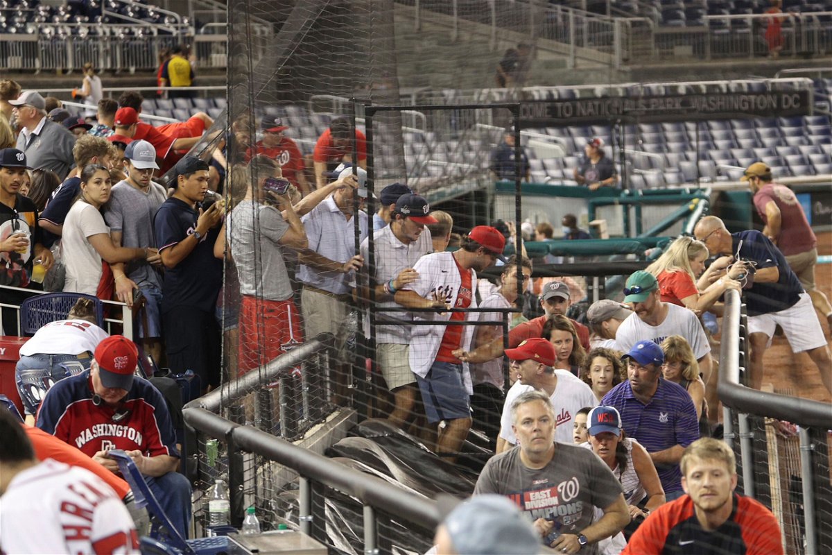 <i>mpi34/MediaPunch/AP</i><br/>Fans leave their seats as a shooting took place outside Nationals Park during an MLB game in Washington