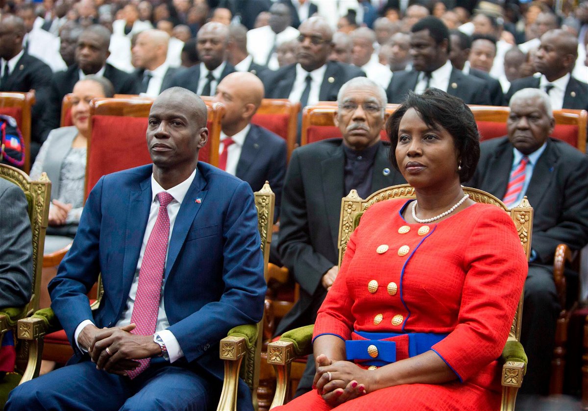 <i>Dieu Nalio Chery/AP</i><br/>Moise sits with his wife