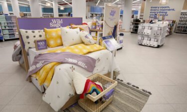 The new bedding section is seen at the store with Bed Bath & Beyond's private label Wild Sage brand. An executive described the old bedding area as "dark and gloomy."