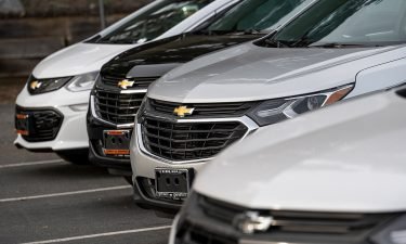 General Motors Co. Chevrolet vehicles for sale at a car dealership in Colma
