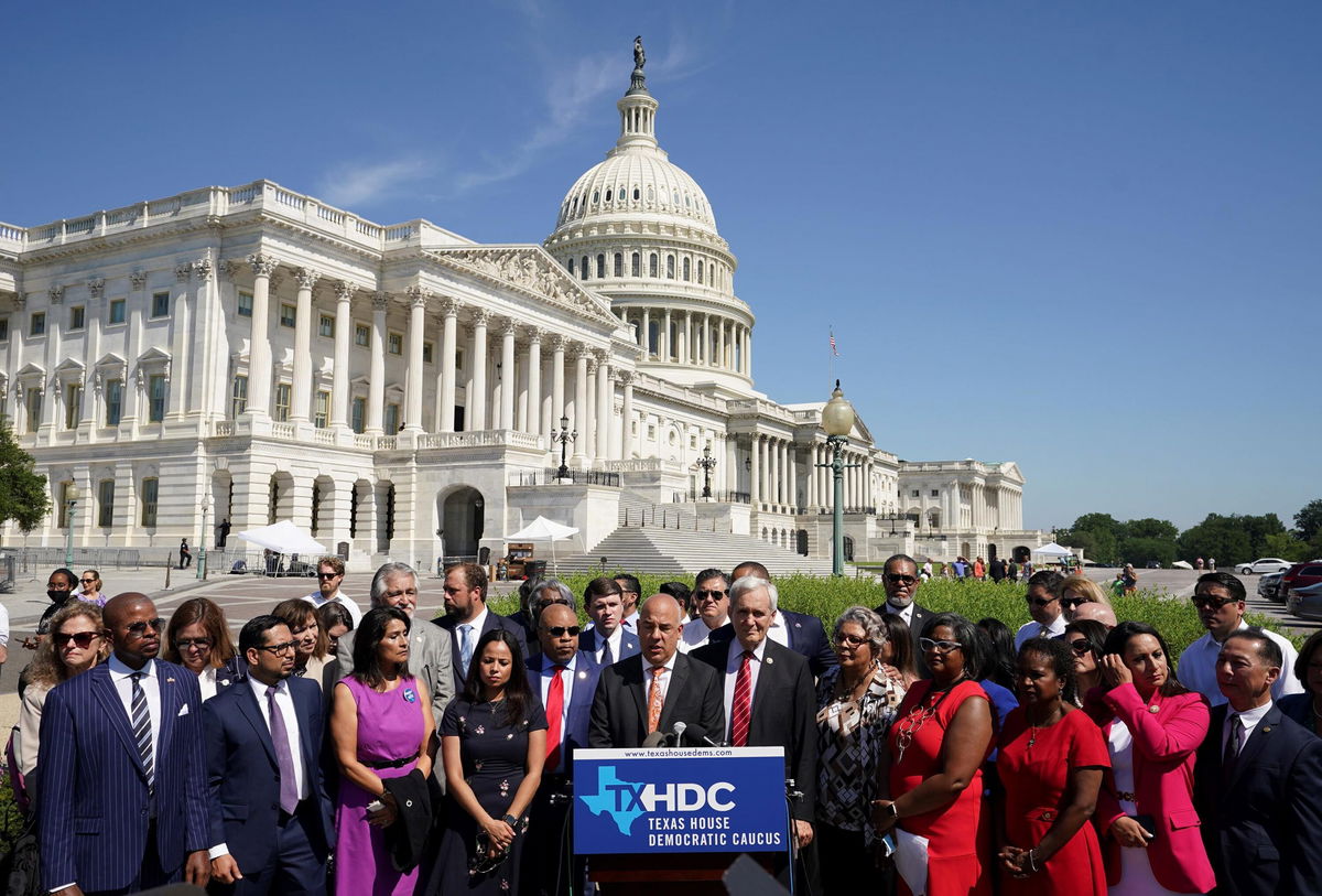 <i>KEVIN LAMARQUE/REUTERS</i><br/>Representative Chris Turner joins other Democratic members of the Texas House of Representatives